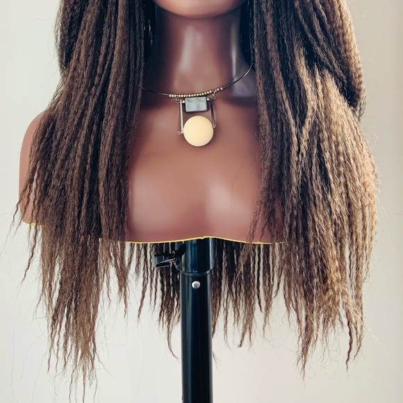 Brown 26” Unisex Dreadlock Twist Synthetic Wig - Picture 2 of 14